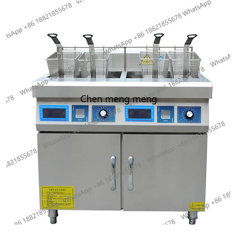 

Commercial Double-Bar Frying Machine 40L Electromagnetic Temperature Control Cabinet Type Fried Chicken French Fries Deep Fryer