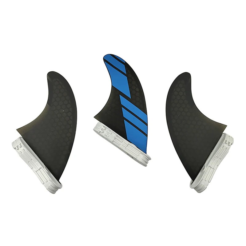 UPSURF M Size Fins Double Tabs 2 Fins Fibreglass Honeycomb Blue with Black Color Surfboards Fin 3 pieces per set