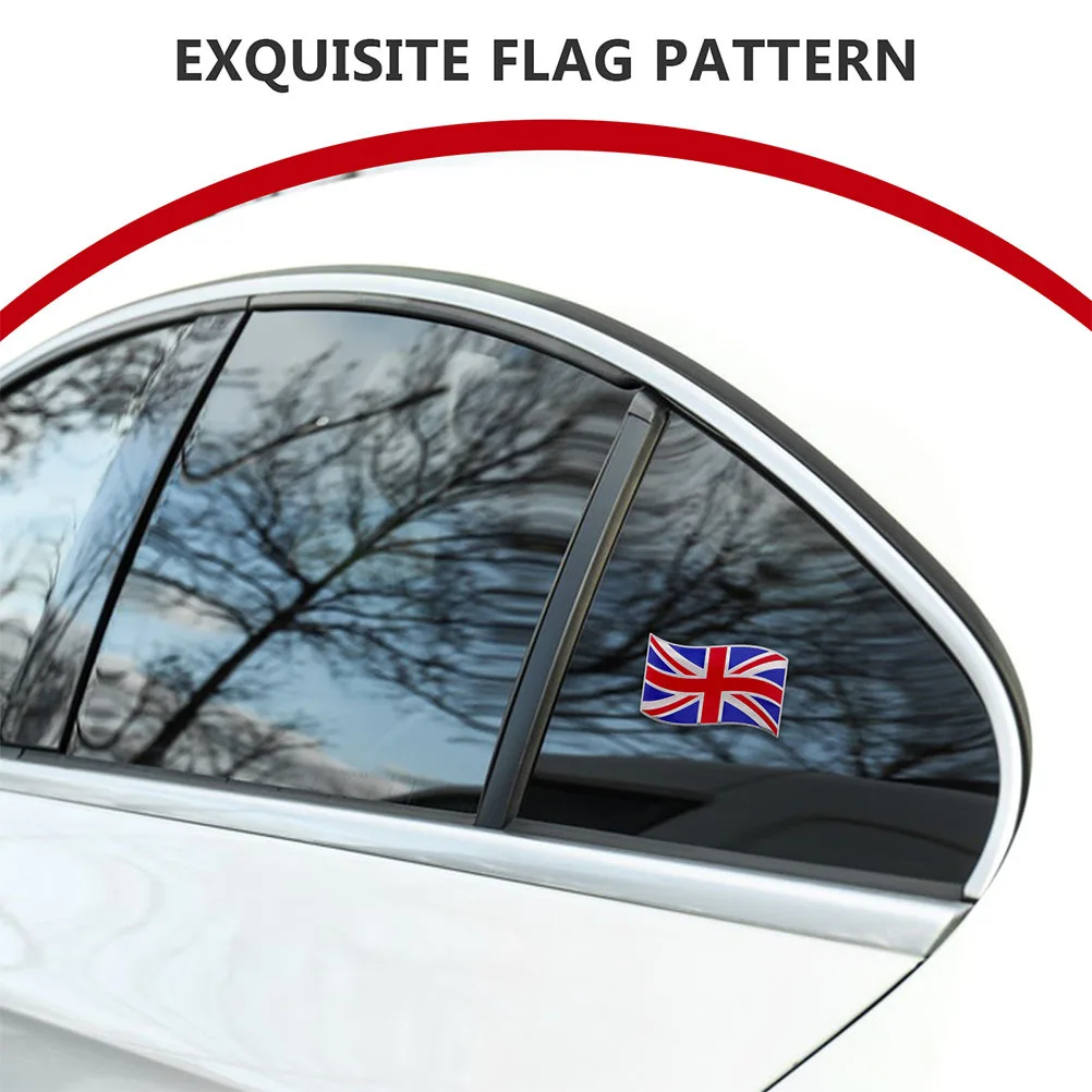 2Pcs Flag Shape Car Stickers Aluminum Metal Decals Waterproof for Cars Trucks Motorcycles Easy Install Uk Flag Automotive