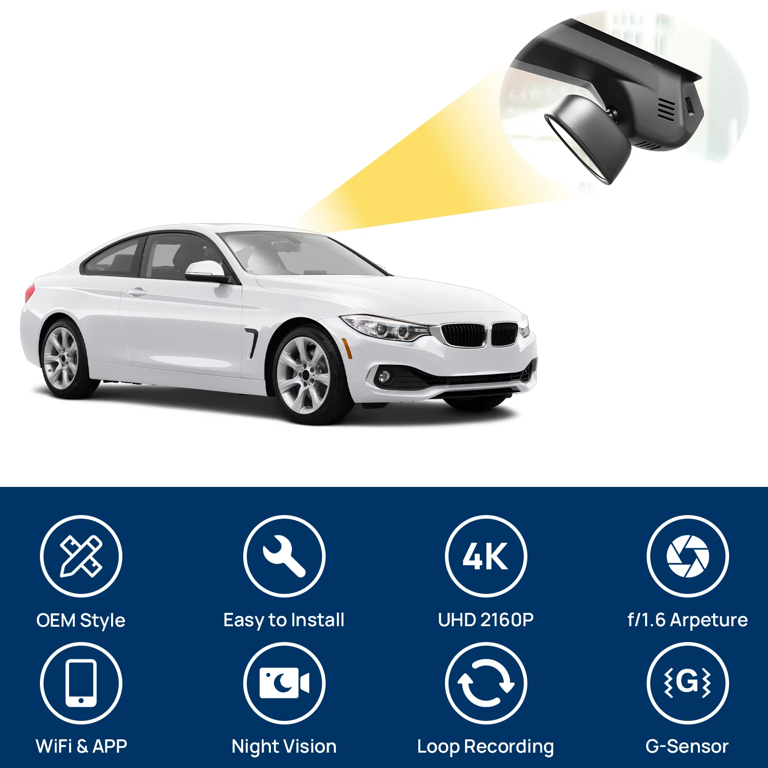 

4K HD 2160P Plug and Play WIFi Car DVR Video Recorder Dual Lens Dash Cam For For BMW 1/3/4/5 Series X1 X2 X3 X4 X5 GT F20 F30