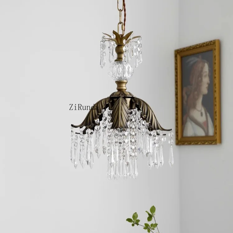 * غرفة الطعام الرعوية كريستال الثريا غرفة نوم السرير مرحاض الممر مدخل الإضاءة النحاسية #6