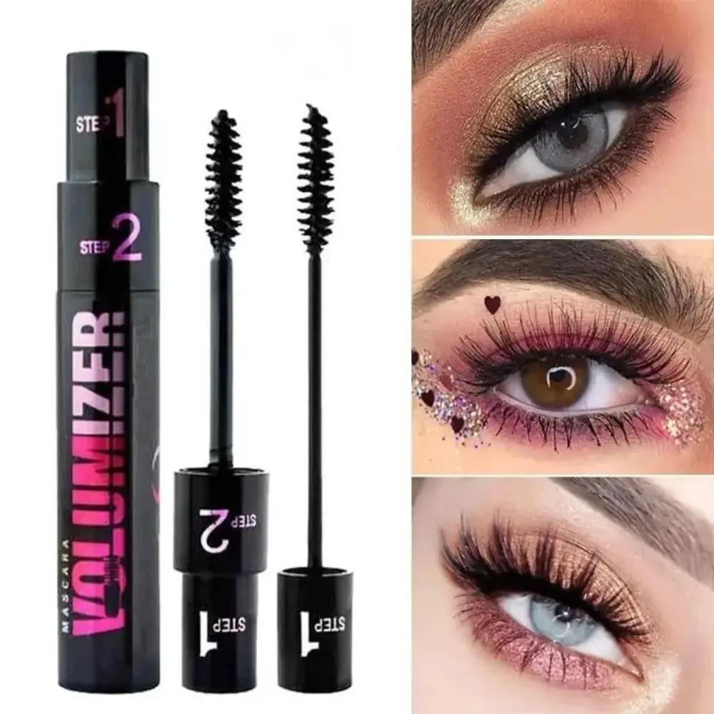 Curling 2 in 1 Mascara più spesso estensione ciglia più lunghe Mascara doppio scopo ciglia impermeabili a lunga durata liquido