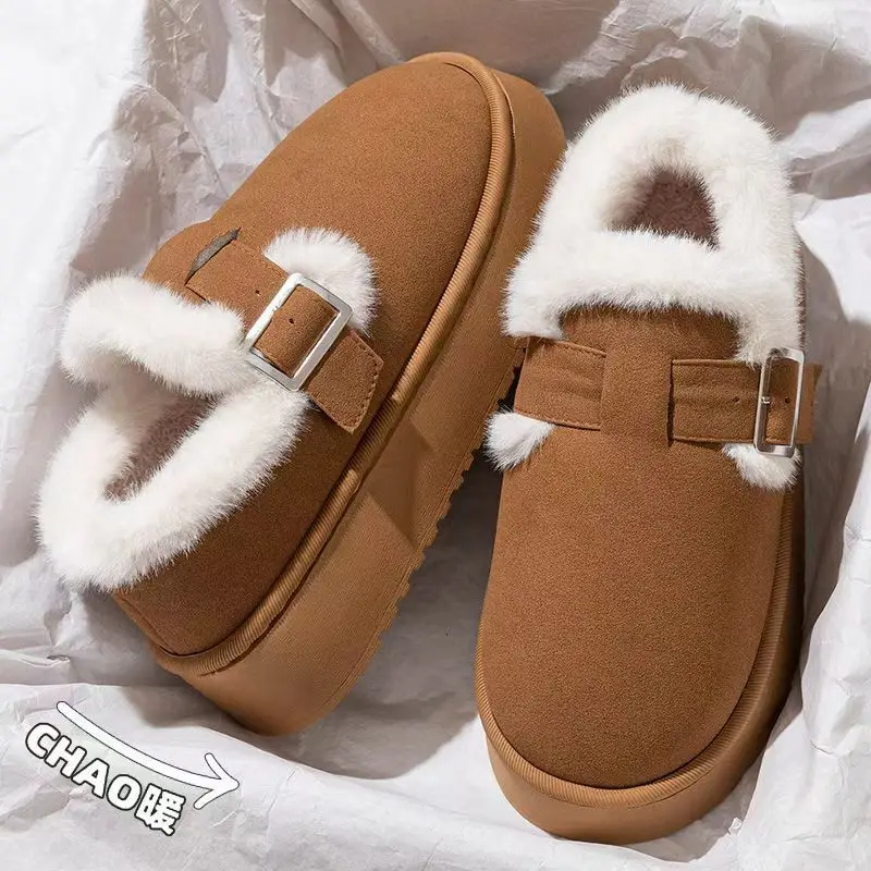 

Snow Boots Hot Winter Women Slippers Plush Interior Anti Slip Thick Sole Boots Fashion Embroidered Warm House Shoes for Ladies