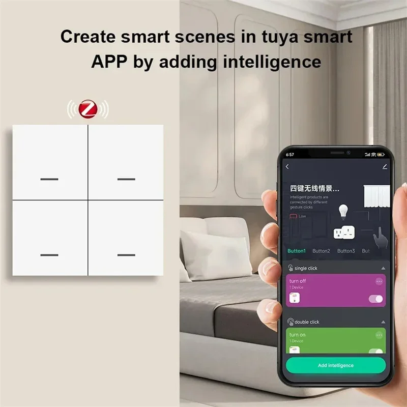 Tuya ZigBee Smart Scene Switch 4 Gang 12 Scene Smart Home Scene Switch Button Support Smart Life App Need Zigbee Gateway