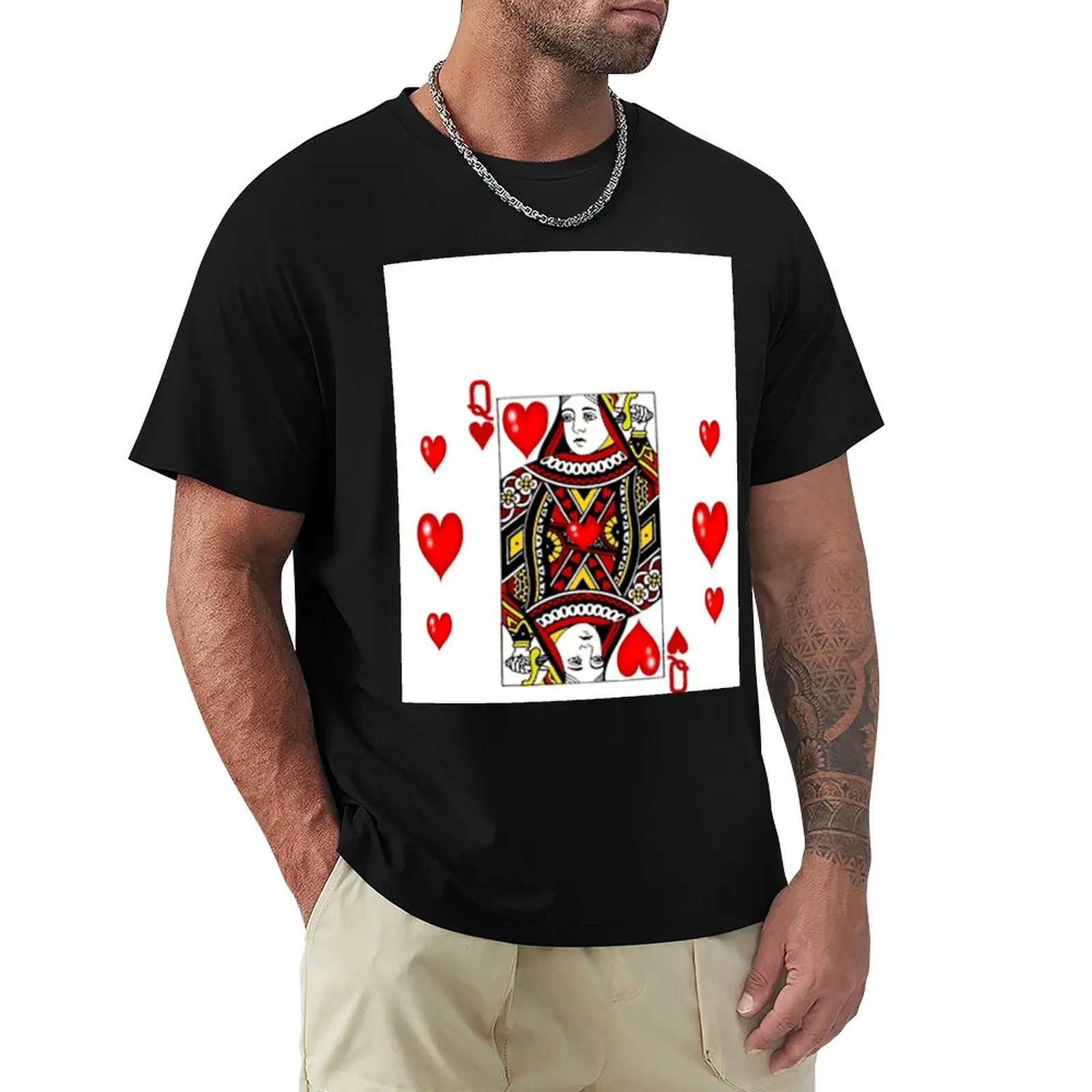QUEEN OF HEARTS SUIT CASINO PLAYING FACE CARD VALENTINES T-Shirt Essential Solid Color T-Shirt