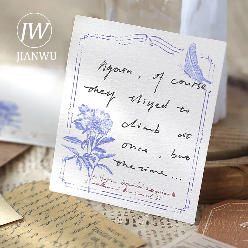 JIANWU 30Pcs Multi-patterned Vintage Art Memo Pad Writable Message Material Paper DIY Journal Scrapbooking Decoration Stationery