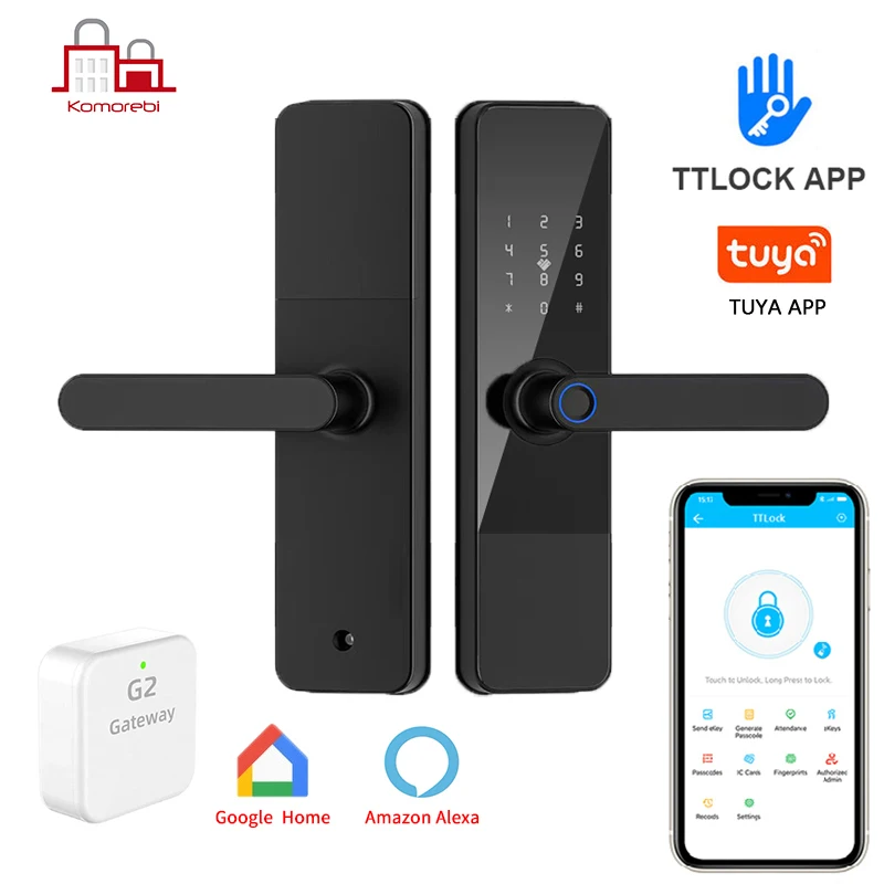 Умный дверной замок TTlock Tuya, Bluetooth устройство для защиты дома и квартиры, со сканером отпечатков пальцев, со считывателем детской карты