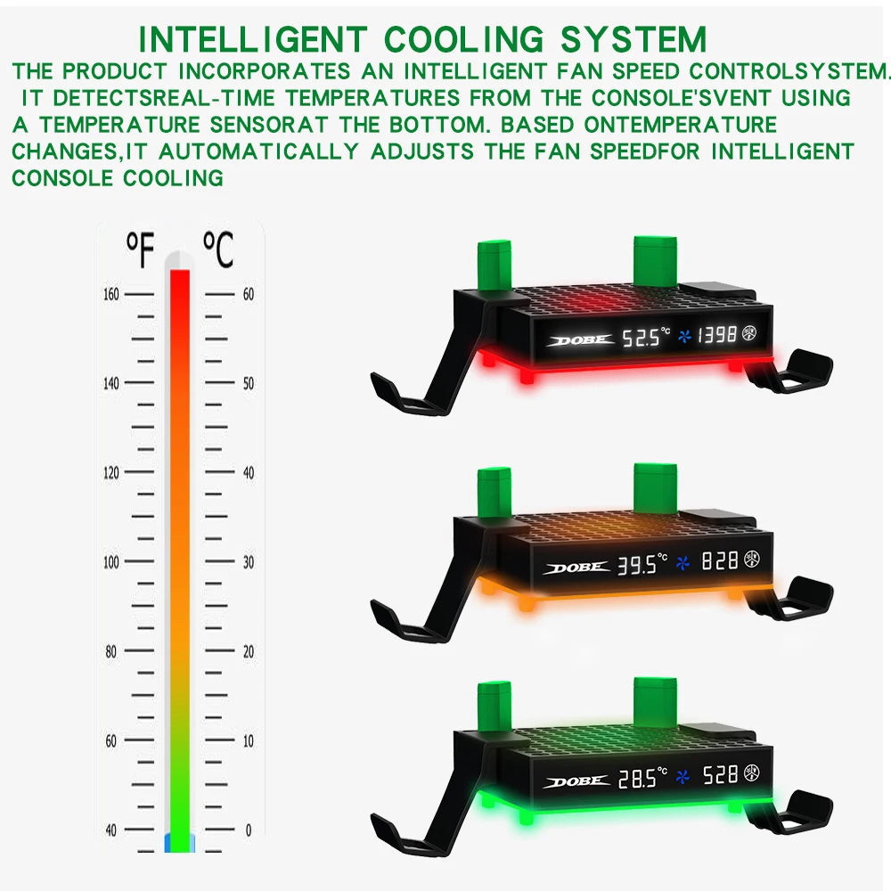 Cooling Fan for Xbox Series S/X With Daul Battey RGB Led Intelligent high-speed temperature control fan For Xbox Series X