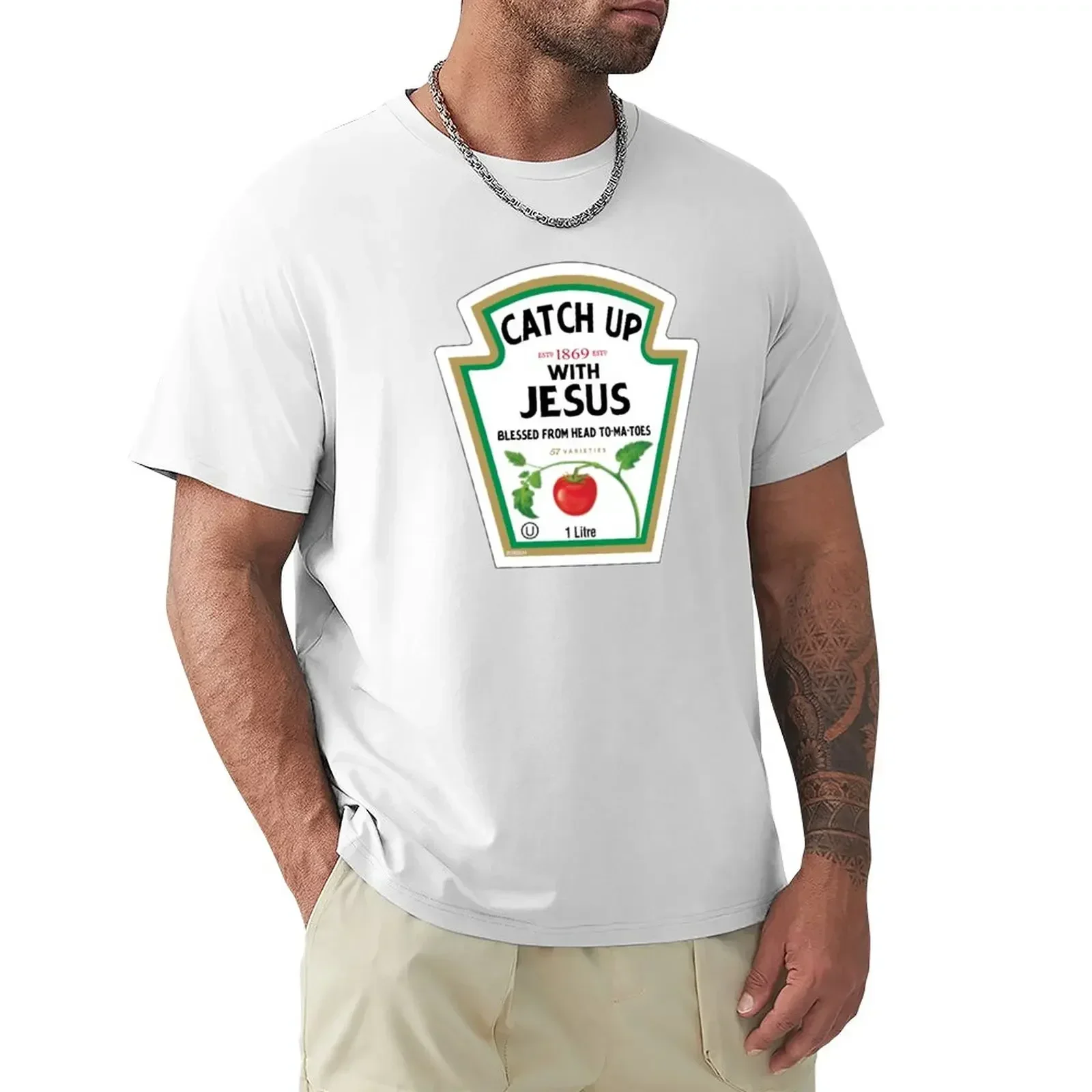 Funny Catch Up With Ketchup Christian Joke T-Shirt graphics sweat Aesthetic clothing mens t shirts pack new in tops & tees