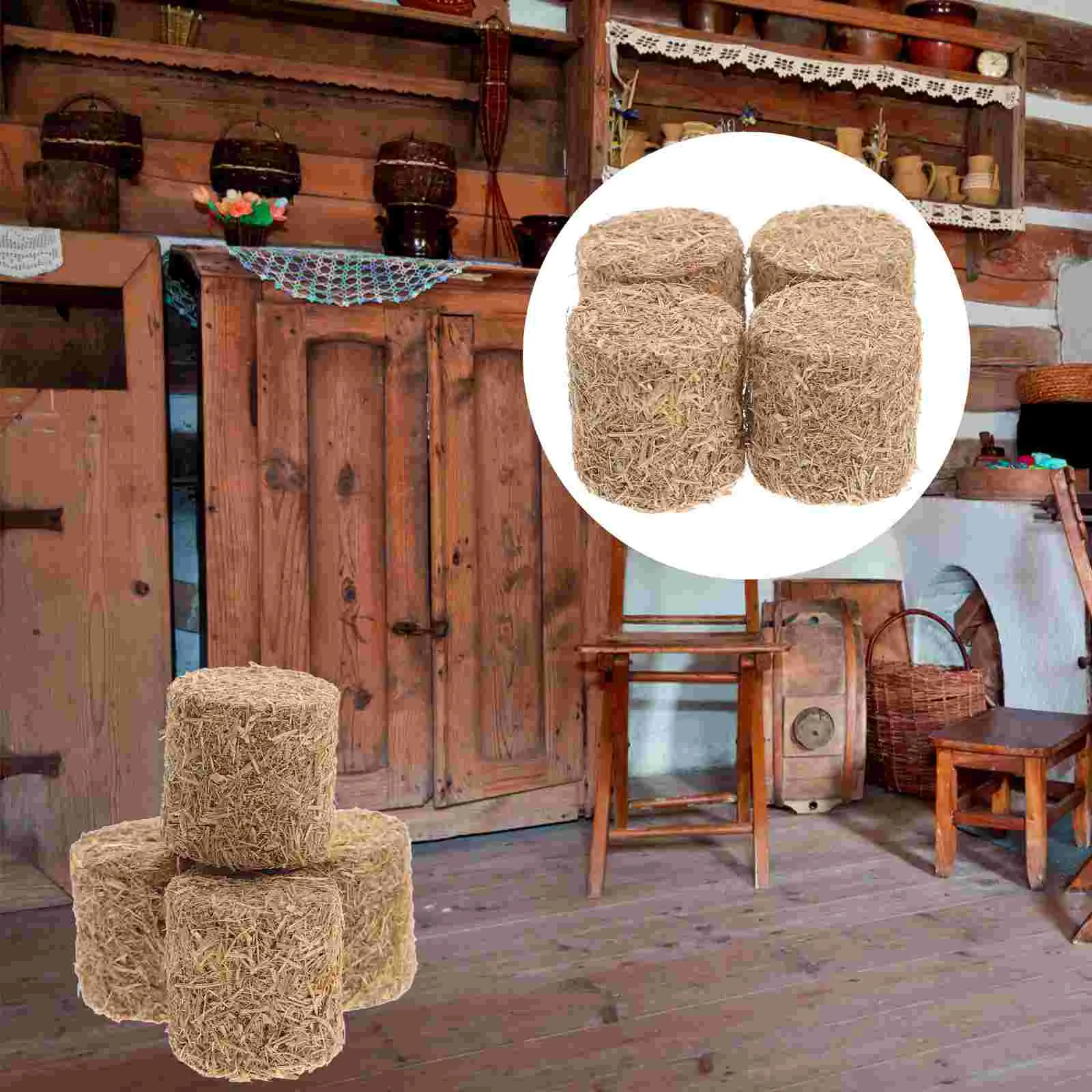 

4 Pcs Dollhouse Mini Haystack Model Simulated Decor Scene Layout Prop Fake Photography Props Bales Office