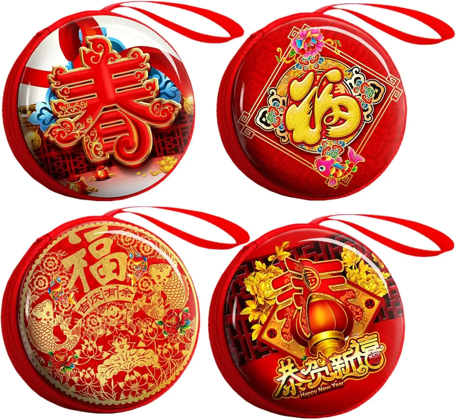 5PCS Chinese New Year Gift Bags Coin Wallet Purses Red Hong Bao Multifunction Storage Box Spring Festival Hanging Decor