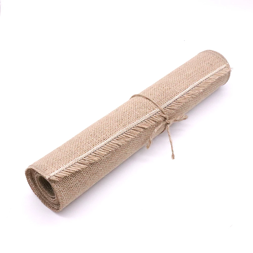 35x153cm Country Decor Jute Table Runner Burlap Rustic Shabby Hessian Table Flag Bed Runner for Wedding Party Home Decorations