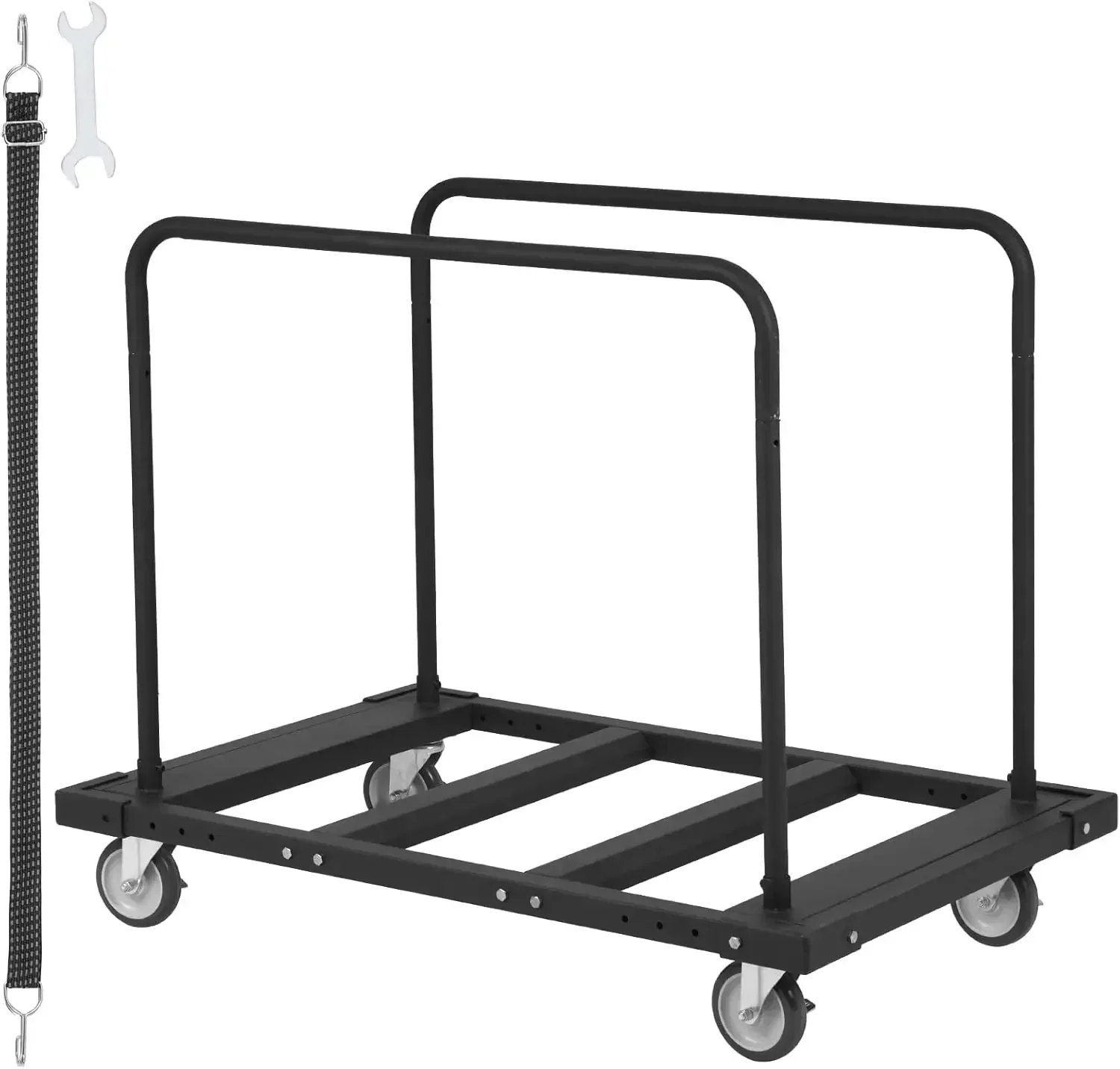 

Folding Table Cart, 1800 LBS Heavy Duty Table Trolley with 5" Swivel Wheels, Black Desk Trolley Furniture 10 Table Capacity