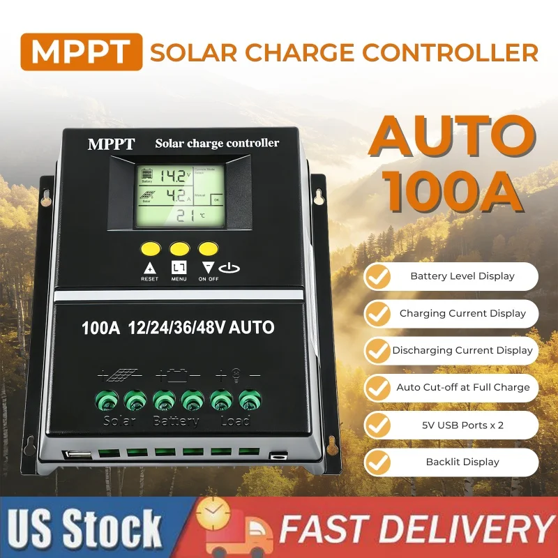 (US Stock 2-5 Days) AeternaSol Max 100A MPPT Solar Charge Co