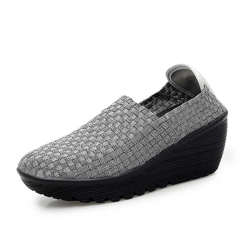 Zapatos planos trenzados para mujer, zapatillas informales para correr, tejido para caminar, talla grande 35-42