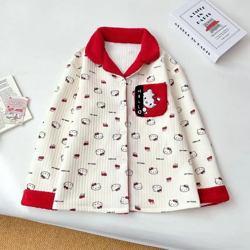 

Winter Autumn Women Pajamas Cartoon Hello Kitty Cotton Layer Three Layer Cotton Thick Set Spring Autumn Home Wear Loungewear