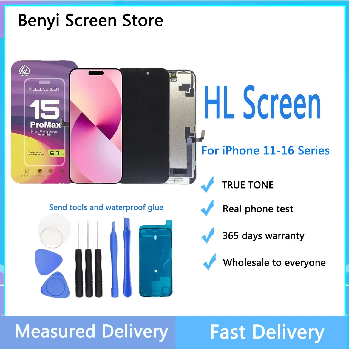 HL LCD Display For iPhone XSM 11ProMax 12 12proMax 13 14 15PM 16plus 16ProMax Touch Screen Digitizer Assembly Support True Tone