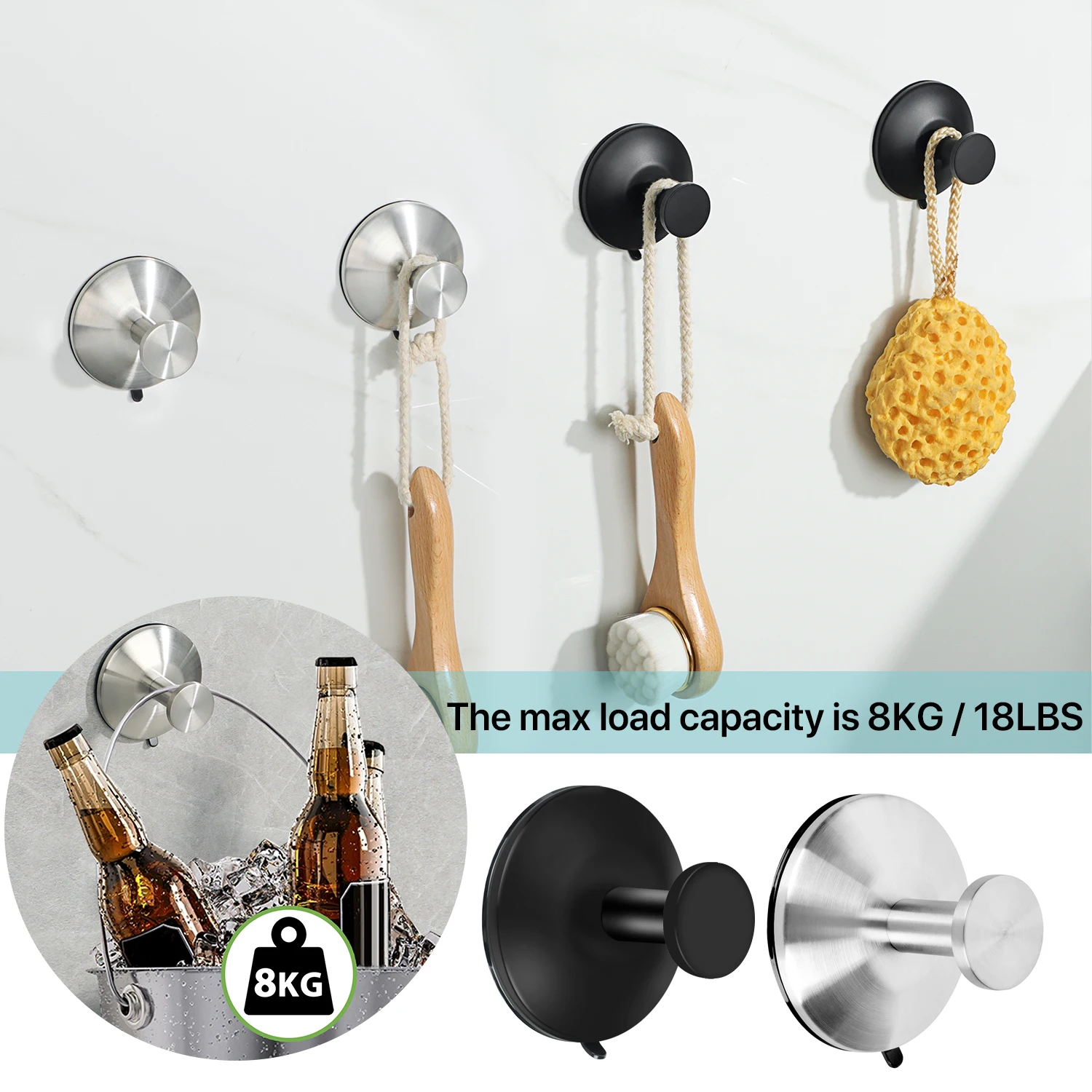 Suction Cup Hooks Strong Self Adhesive Door Wall Vacuum Hooks Clothes Hangers Hooks Towel Racks For Kitchen Bathroom