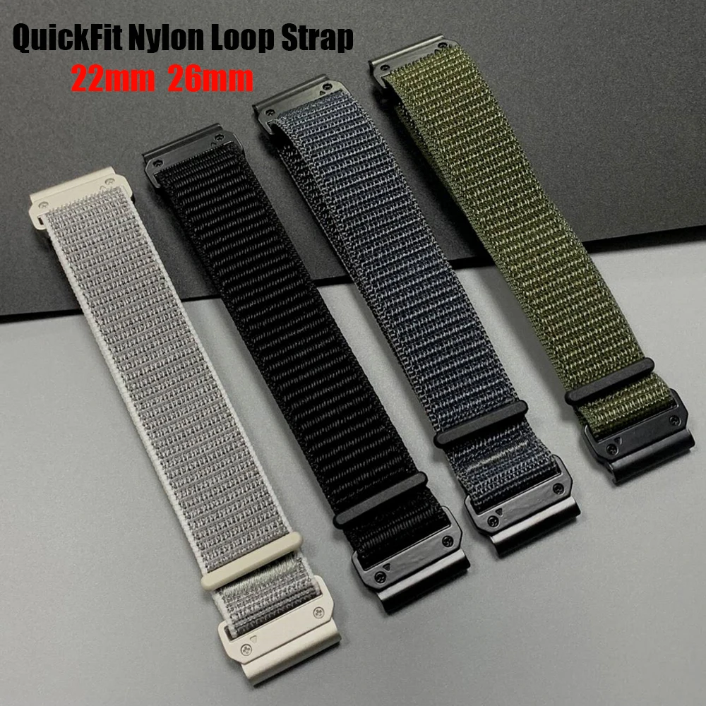 22mm 26mm QuickFit Nylon Loop Strap For Garmin Tactix 8 7Pro/Enduro 2 3/Epix Gen2/Instinct 3 2X/Fenix 8Pro 51mm 47mm Sports Band