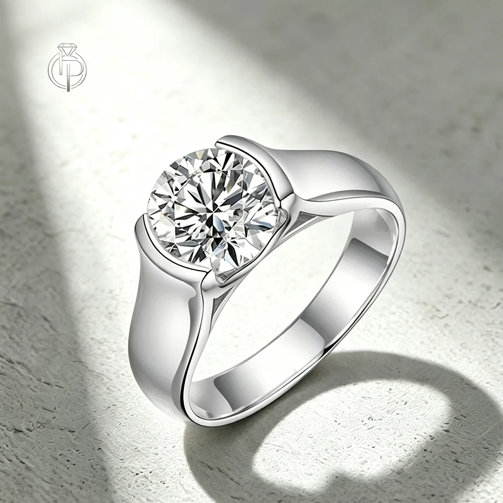 HORRIPAL D VVS1 Clarity Round Moissanite Ring S925 sterling Silver GRA Certified Lab Grown Diamond Simple Classic Fine Jewelry