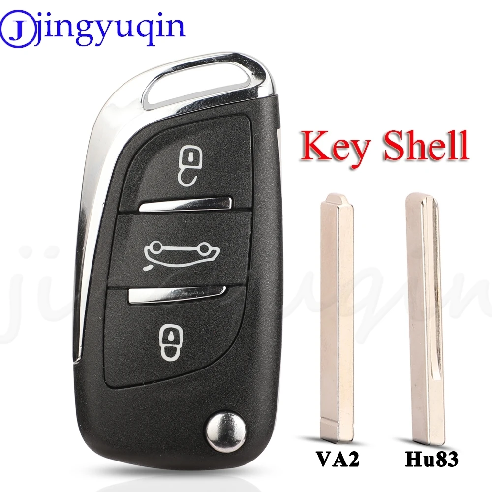 Jingyuqin 3 Knoppen Flip Opvouwbare Afstandsbediening Autosleutel Shell Case Fob Voor Citroen С2 C4 С3 С5 C6 DS4 DS3 DS5 C-Elysee Peugeot 307