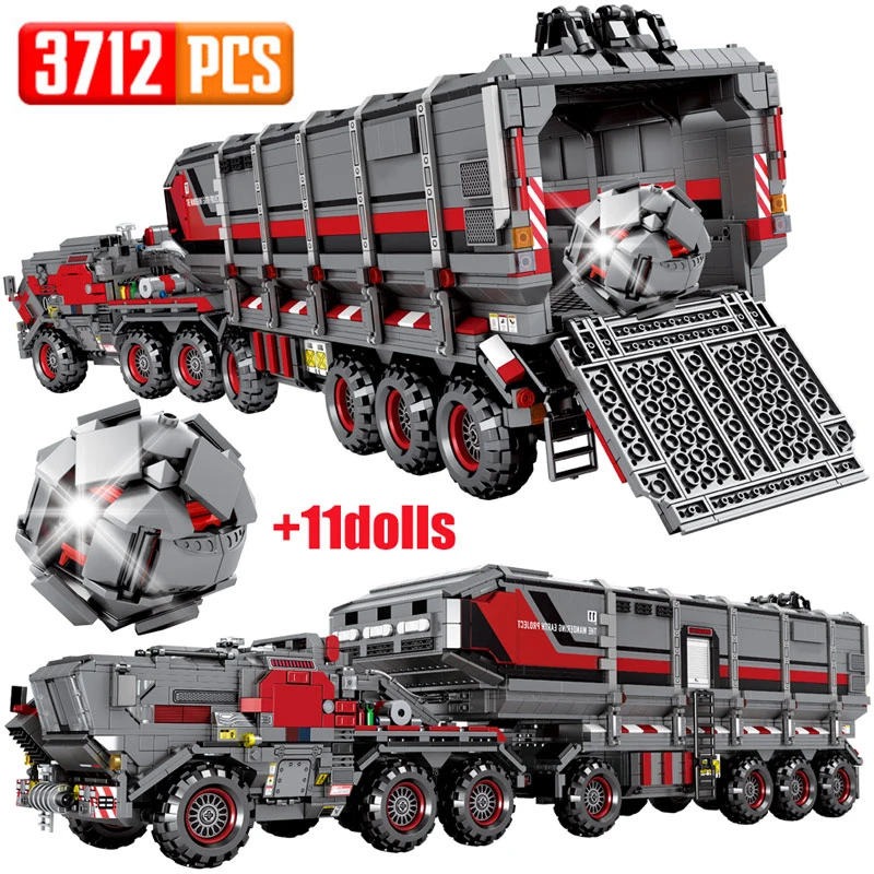 MOC City Wandering Earth Carrier Car Building Blocks Military armored car Cargo Van Transport Truck Figures Bricks Boy Toys Gift