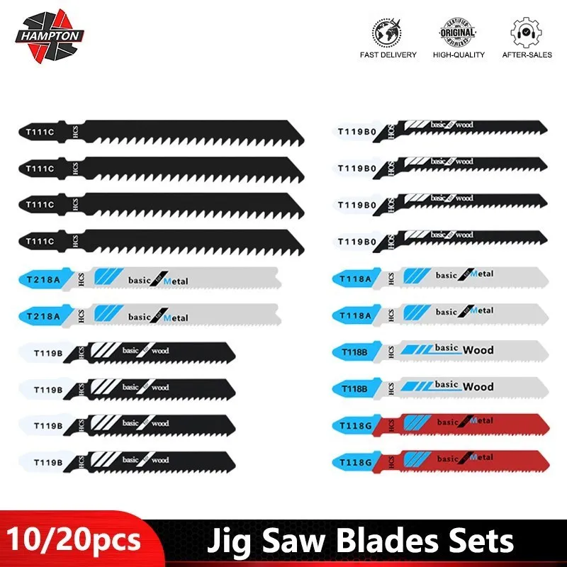 

HAMPTON Jigsaw Blades 10/20pcs T111C T218A T114D T119B T-Shank for Wood/Metal Cutting Tools