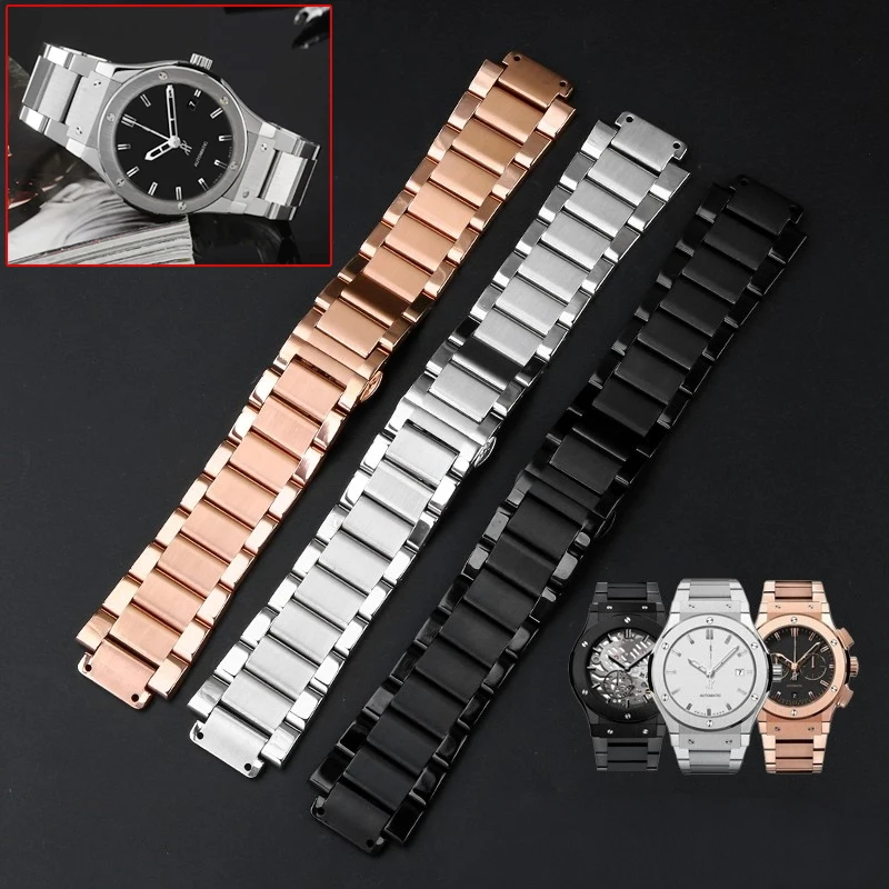 27x19 24x17 21x13m hombre mujer correa de reloj para HUBLOT Yubo Soul BIG BANG correa de Metal de fusión clásica pulsera de acero inoxidable sólido