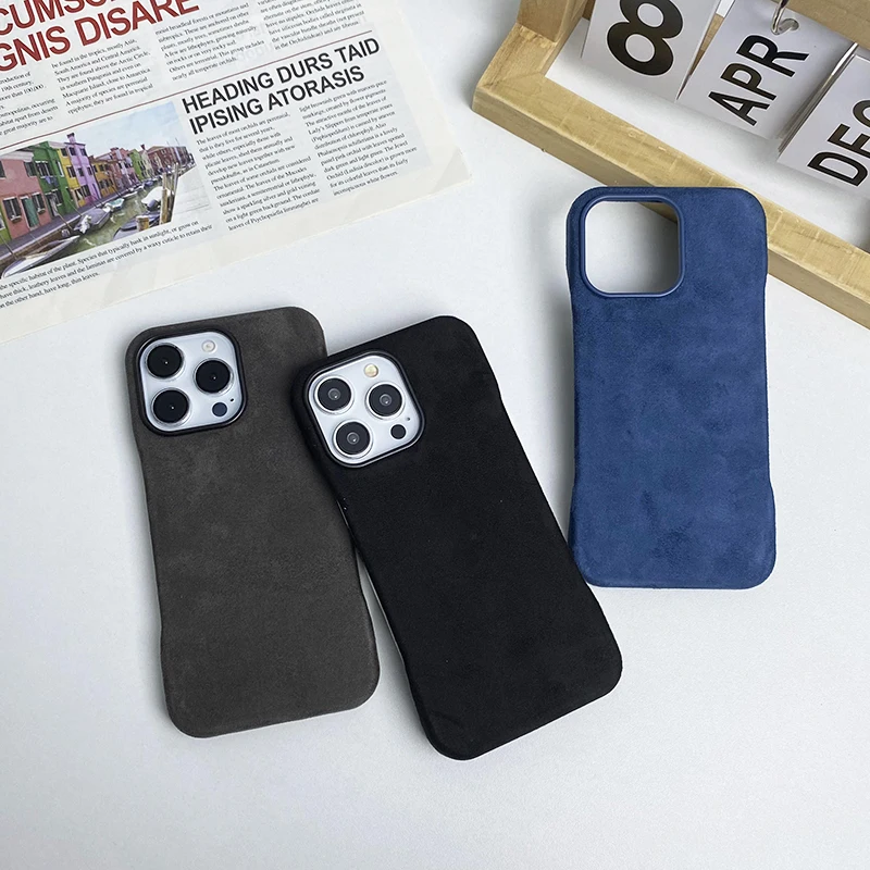 Genuine Suede Leather Magsafe Case for iPhone 15 16 Pro Max 14 13 Matte Anti-Fingerprint Frameless Protective Armor Back Cover