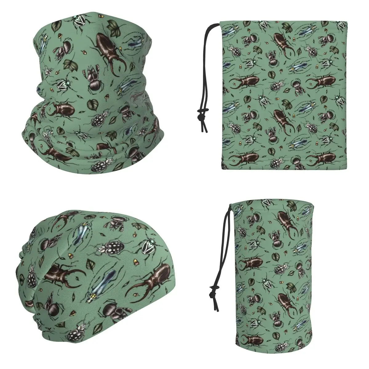 Colored Beetle Pattern - Insect Collection Bandana Neck Cover Printed Wrap Scarf Cycling Cycling Scarf Unisex Adult Washable
