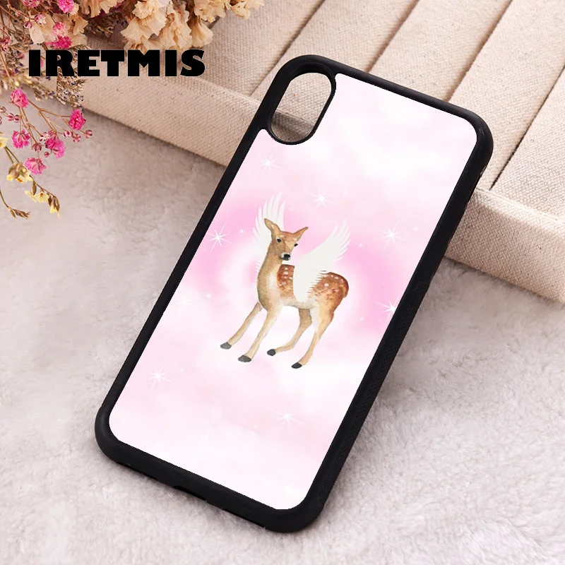 Iretmis Phone Cover Case For iPhone X XS Max XR 11 12 13 PRO MINI 14 15 16 Plus Rubber Silicone Pink Fawn Angel