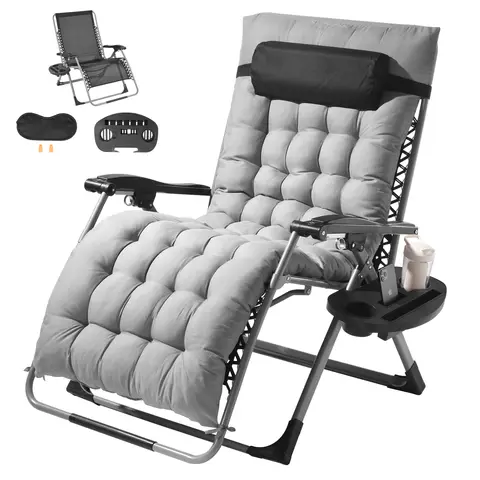 SucceBuy Zero Gravity Chair Zero Gravity Recliner Lounge Chair Adjustable Anti Gravity Chair with Cushion Footrest and Cupholder