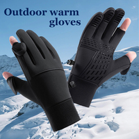 Winter Flip Open Two Finger Gloves Warm Touch Screen Gloves for Men and Women Outdoor Riding Windproof Waterproof Ski Gloves