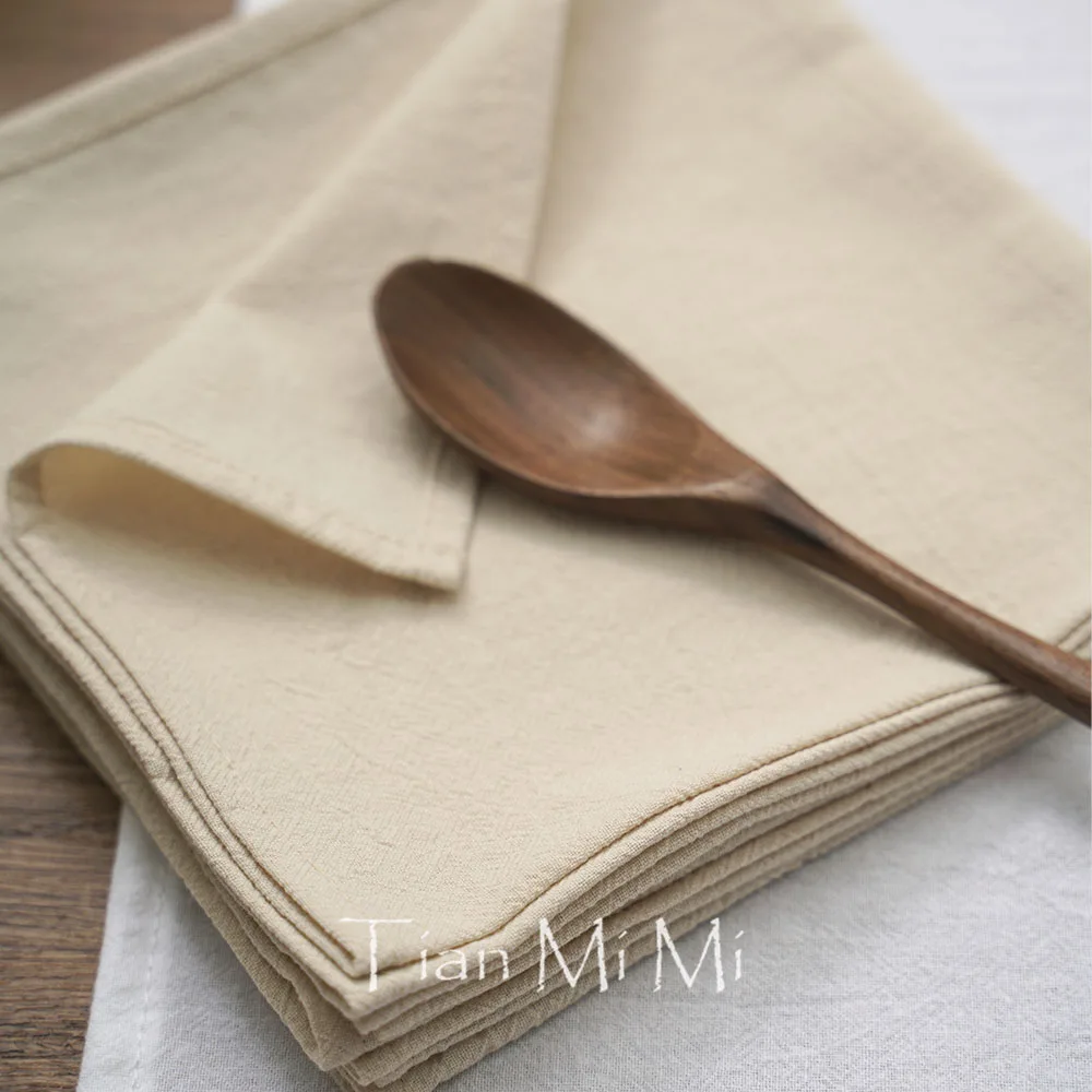 12pcs/set Washed Cotton Cloth Napkins 40x40cm Plain Soft Reusable Table Napkin for Wedding Christmas Party Dining
