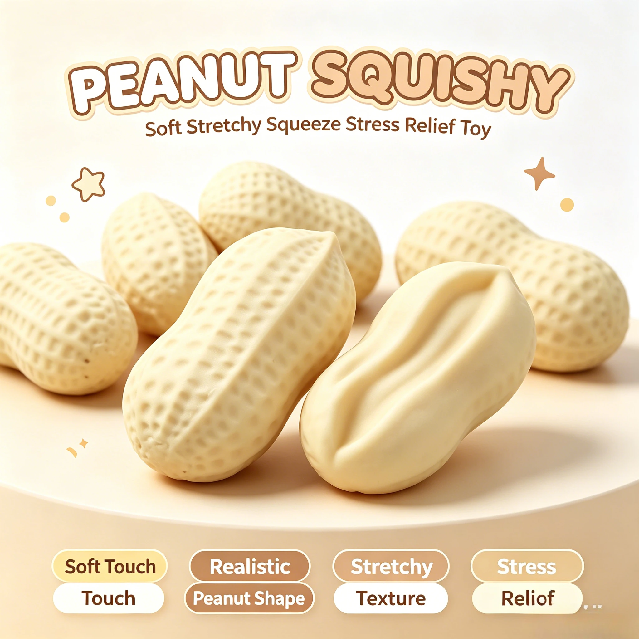 Realistic TPR Peanut Squeeze Toy – Slow-Rebound Flour-Filled Stress Relief Ball, Fun April Fools' Day Gag Gift for s