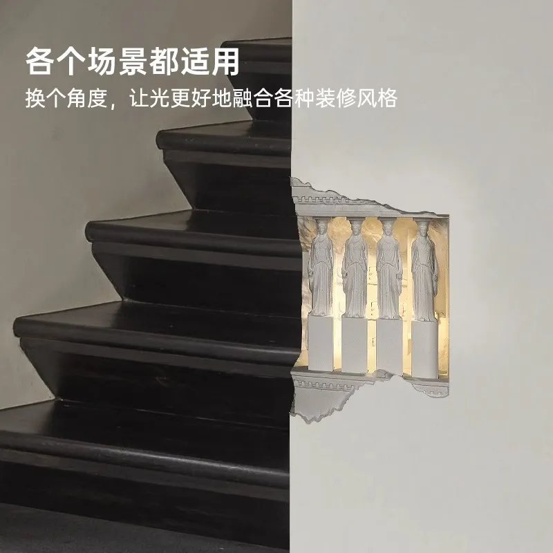 Recessed LED Wall light Indoor Corner Step Stairway Hallway Staircase Wall lamp Sensor Lamp Carved The Parthenon Wall light