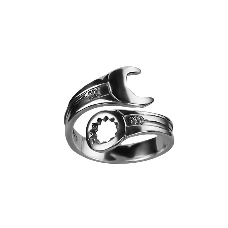 925 Sterling Silver Wrench cincin disesuaikan untuk wanita pria perhiasan mewah aksesoris grosir barang semuanya