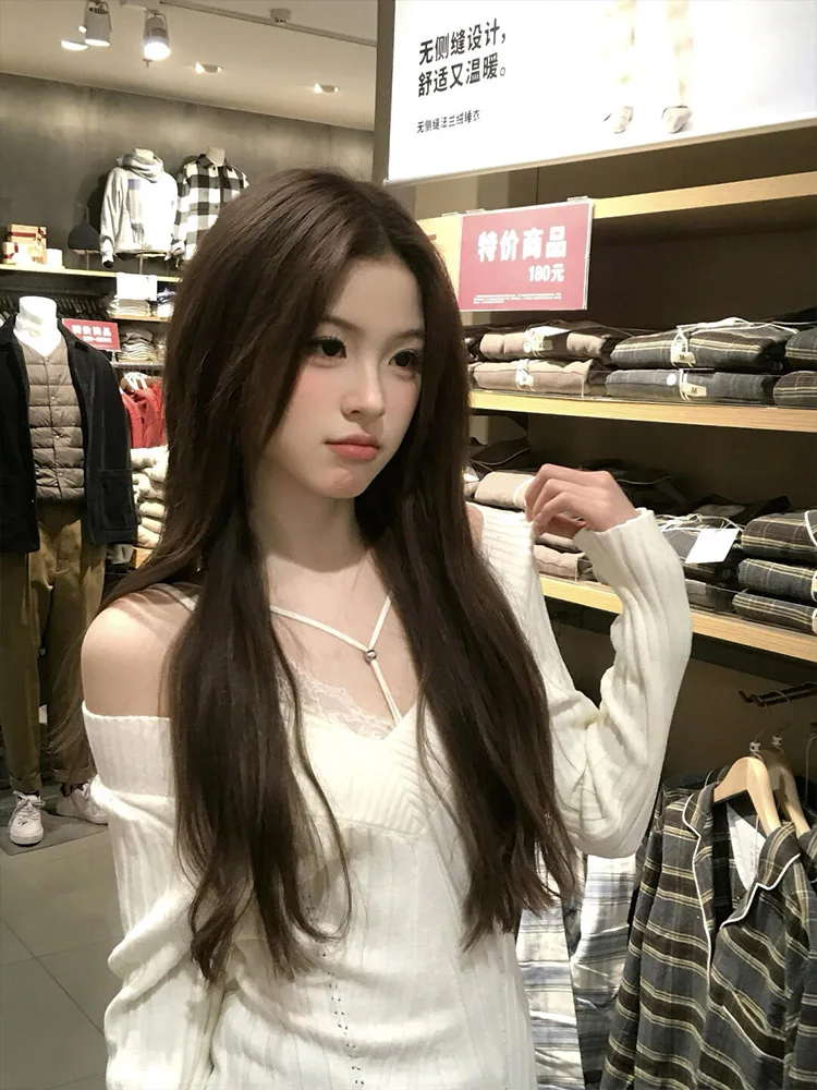 

Свитера Джемперы Пуловеры Женский кашемировый свитер Уличная одежда Многослойный вид BF Y2K Lady OL Профессиональная работа Деловая посадка