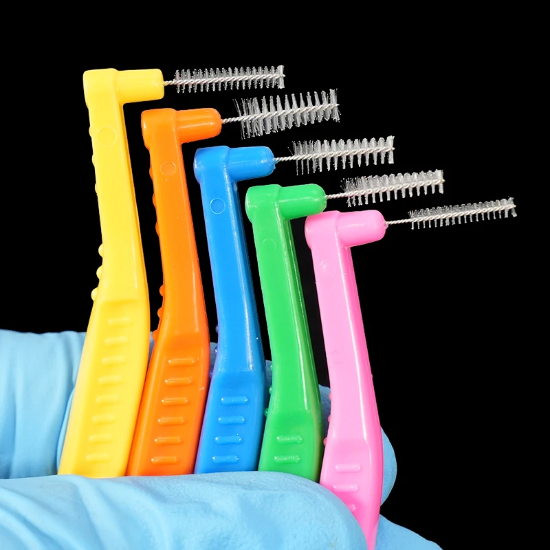10×20Pcs/Box L-shaped Orthodontic Interdental Brush 0.6-1.5mm Nylon Floss Pick Toothpick Oral Hygiene Brace Teeth Cleaning Tools
