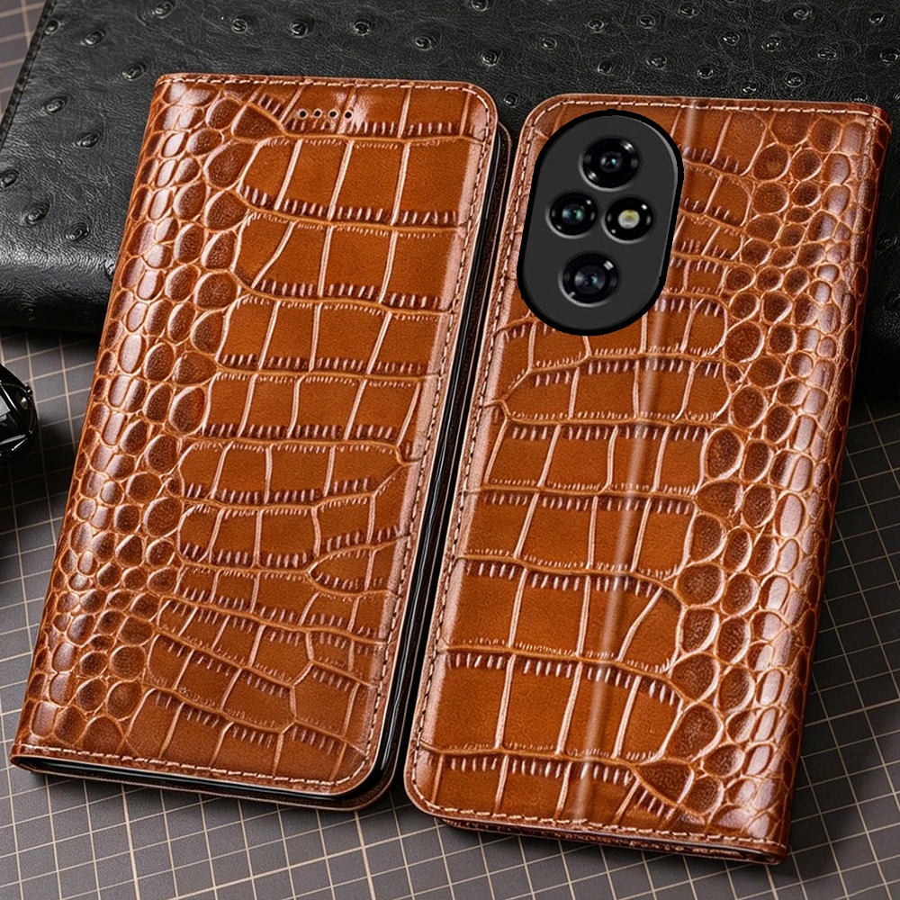 Crocodile Genuine Leather Flip Case For Honor 10 20 20S 30 50 60 70 80 90 100 200 300 400 500 600 se Pro lite ultra Cover Cases
