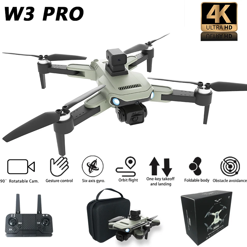 W3 PRO Foldable FPV Drone with 4K WiFi Camera for Adult/ 14+ KIDS Voice Gesture Control RC Quadcopter Modular Battery,auto hover