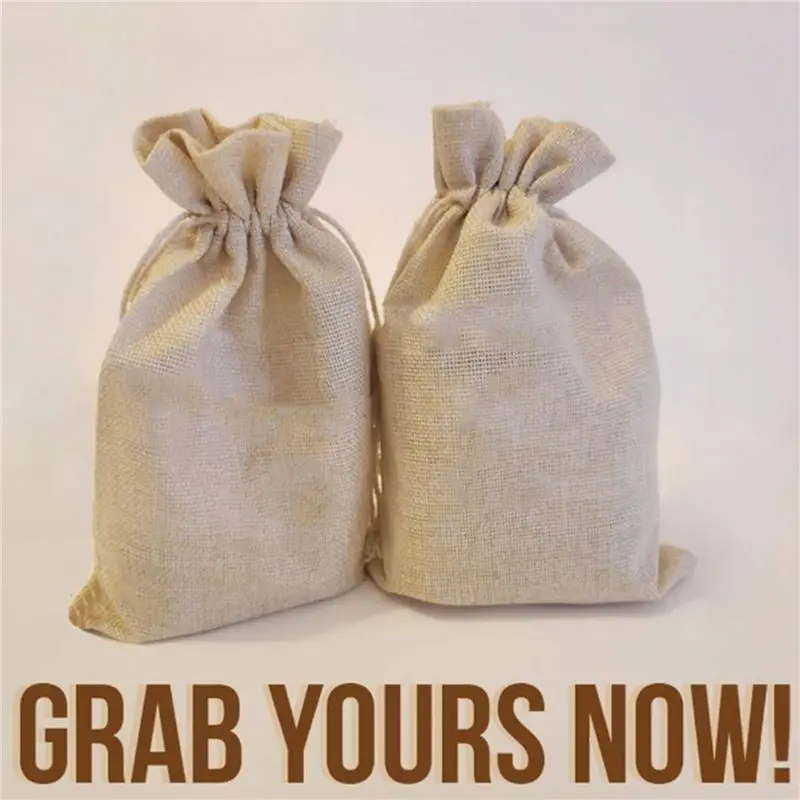 ABRT-100Pcs 5.9 Inch X 8 Inch Natural Linen Burlap Bags With Jute Drawstring For Gift Bags Wedding Party Favors Jewelry Pouch