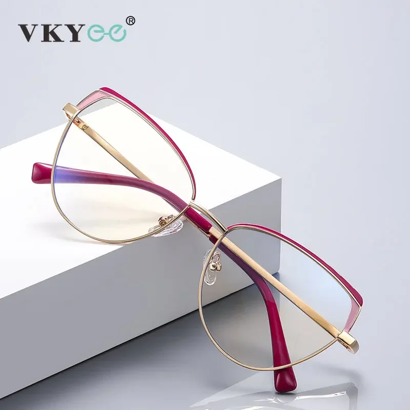 VICKY Fashion Design Reading Glasses Women Pink Optical Frame Customized Prescription Anti-blue Light Computer Eyeglasses 3105