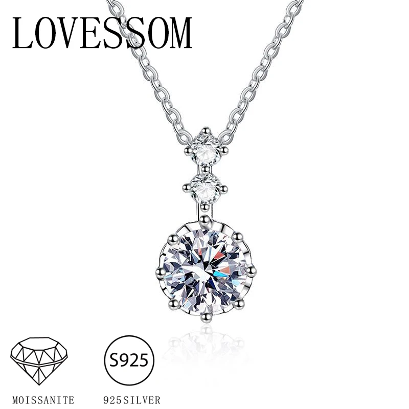

925 sterling silver 1 carat moissanite necklace clavicle chain new elegant romantic personality lively fresh simple classic