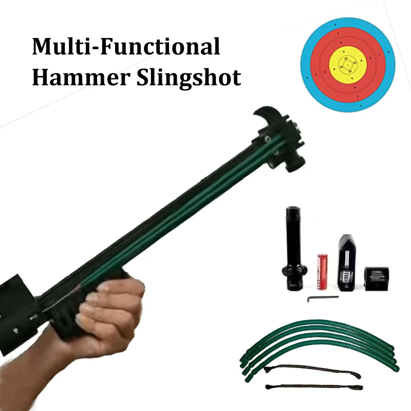 Multi-Function Compound Bow For Steel Ball Shooting Outdoor Self-Defense Tool Window Breaker/Nail Puller/Hammer Slingshot