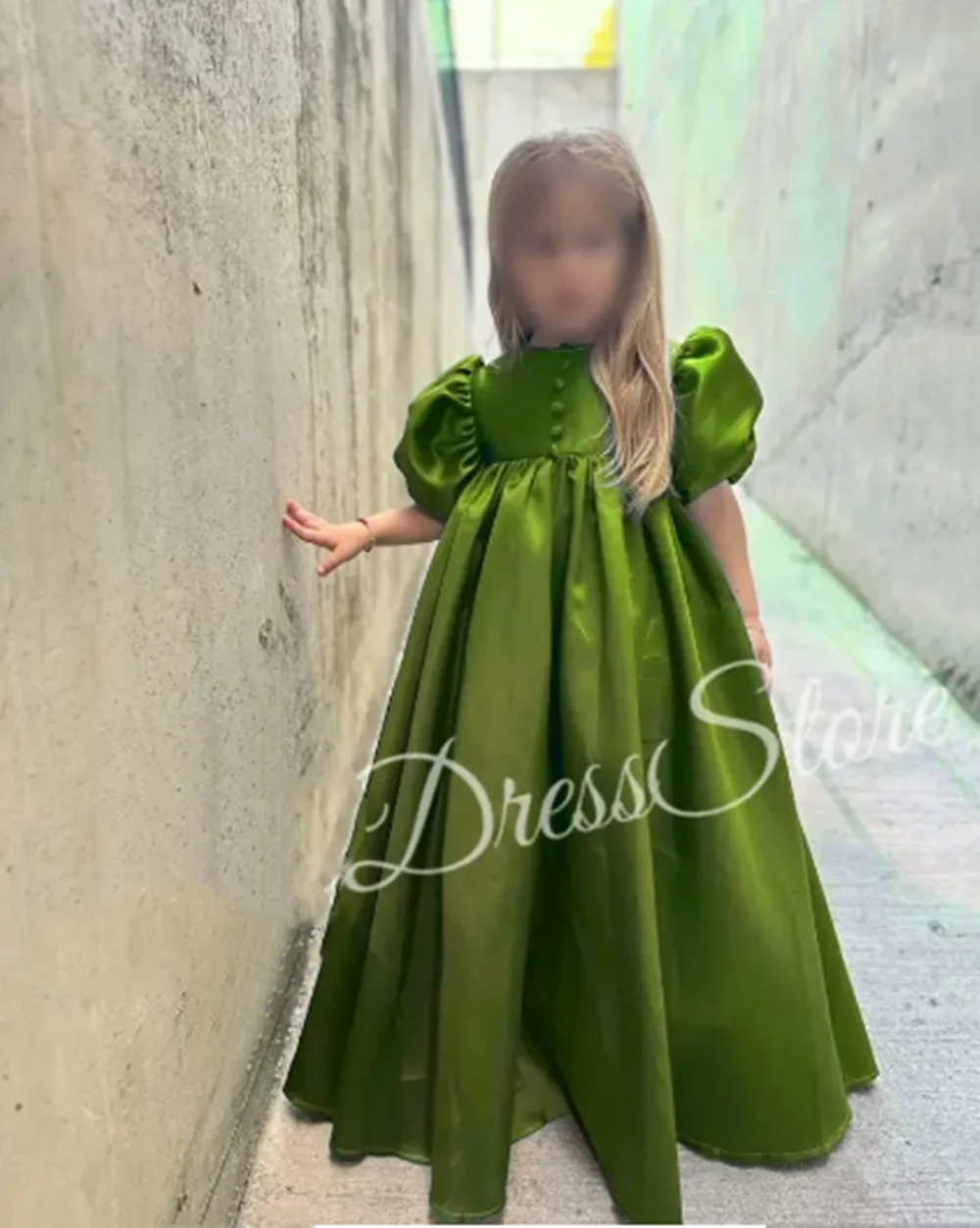 robe-a-fleurs-vertes-personnalisee-pour-filles-pour-mariage-manches-courtes-bouffante-en-satin-longueur-au-sol-robe-de-premiere-communion-d'anniversaire-pour-bebes-et-enfants