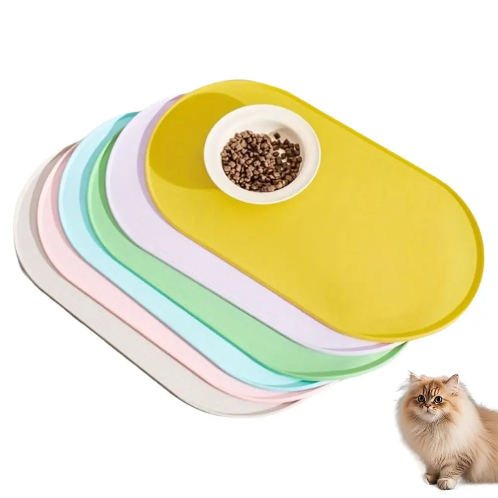 Durable Silicone Pet Food Mat Waterproof Raised Edges Cat Feeding Mat Easy Clean BPA-Free Dog Food Mat Pet Supplies