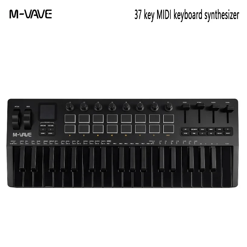 USB Audio MIDI Keyboard 37 Keys FM Synth Built-in Sound Engine Color Display 16 Pads Aftertouch Portable for DAW Monitoring