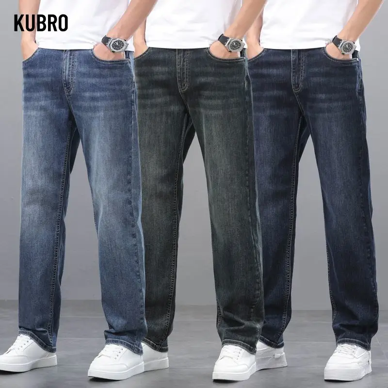 

New Autumn Winter Mens Jeans High Quality Versatile Jeans Men Loose Cowboy Pants Casual Stretch Cotton Straight Leg Large Size