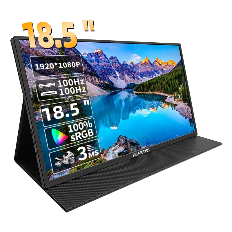 100Hz RGB100% 18.5 Inch Portable Monitor Large screen IPS Panel with VESA Hole Built-in speaker Gaming Extended Display